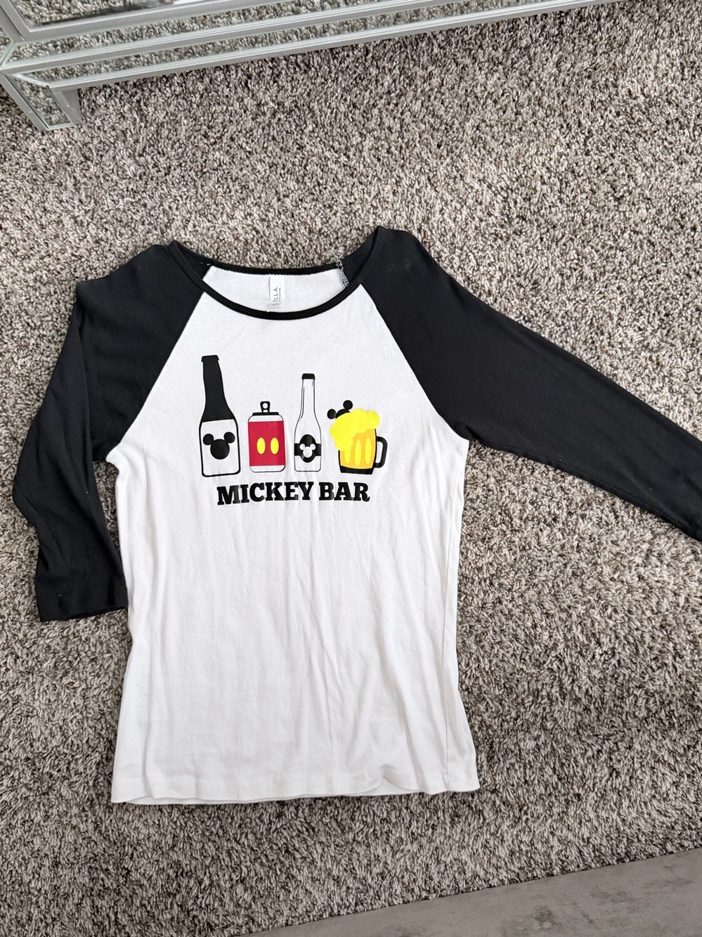 Mickey Bar White & Black Raglan Women’s Shirt